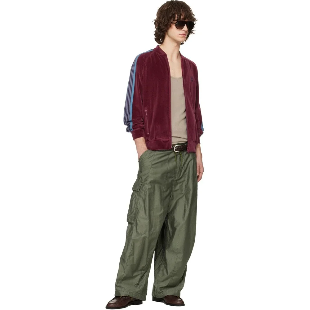 Needles Men's Khaki Cotton H.D. Pant BDU Cargo Relaxed Wide Leg Trousers Large